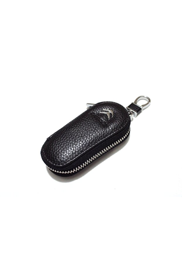 Citroen Zippered Leather Patterned Keychain Remote Control Case Imported Stylish Car Keychain