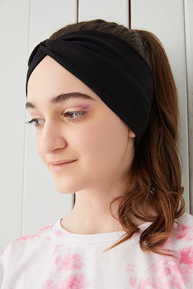 Girl's Black Plain Bandana