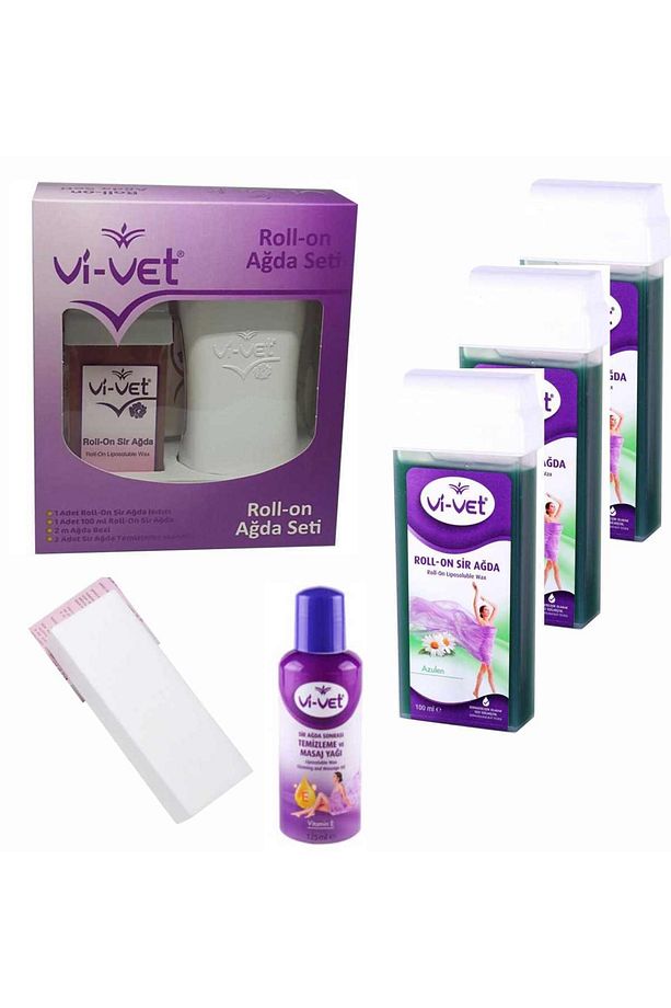 Kartuş Rollon Makine Set+3 Azulen Kartuş Ağda+10 Mt Bez+temz.yağı 125ml - 1