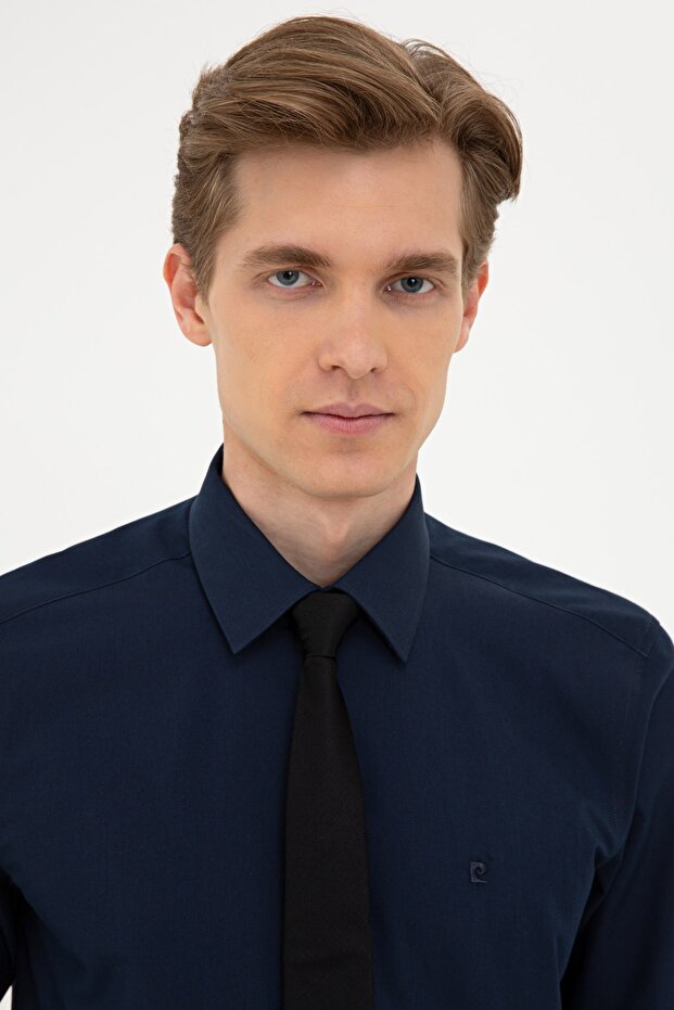 Lacivert Slim Fit Basic Gömlek - 2