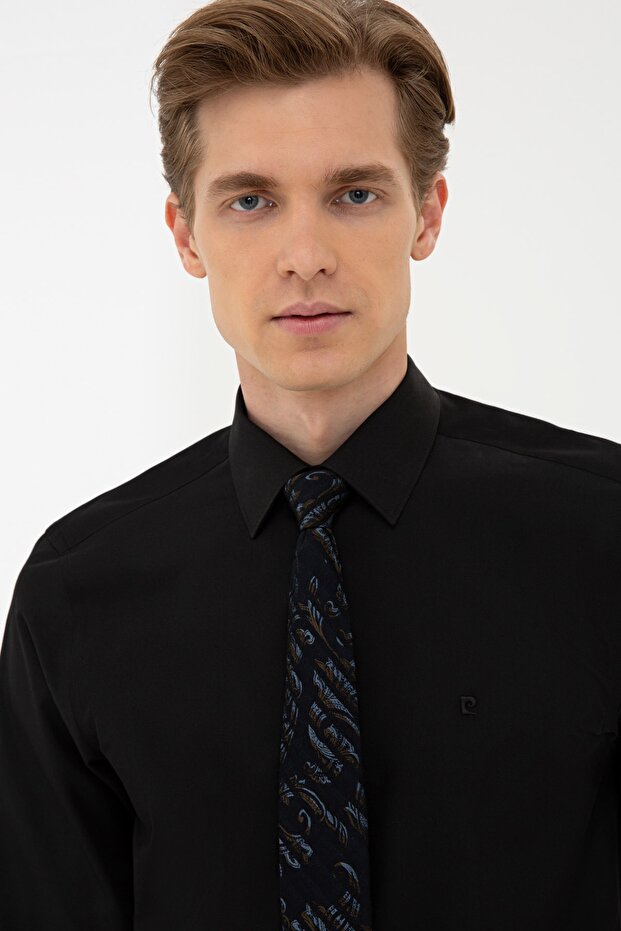 Siyah Slim Fit Basic Gömlek - 2