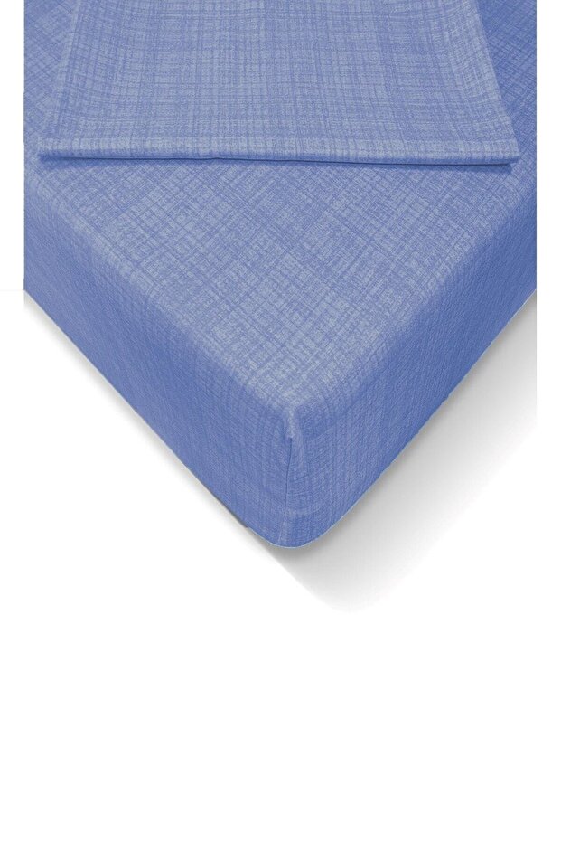 Double Double Pillowed Blue Elastic Sheet 160x200 cm