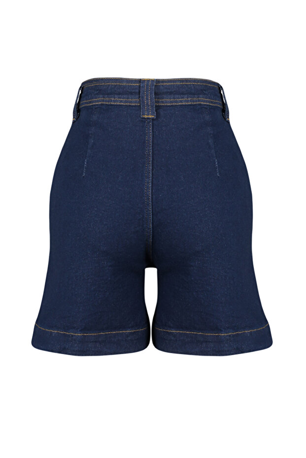 Mavi Fitted Dikiş Detaylı Yüksek Bel Denim Şort TWOSS24SR00015 - 8