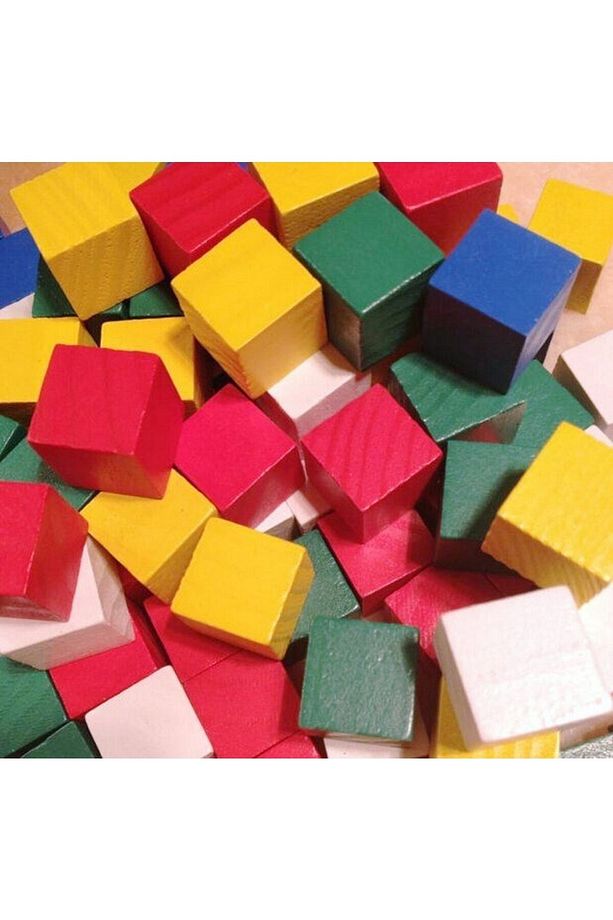 Ahşap Birim Küpleri 100 Parça 2 Cm Renkli Küp Yapı Taşları Puzzle Yapboz Eğitici Oyuncak - 4