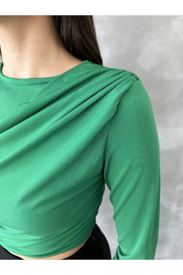 SIDE CROSS DRAPE SANDY BLOUSE - 3