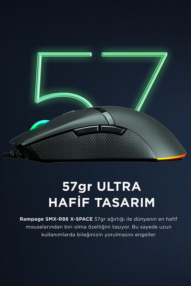 Smx-r88 X-space 7200dpi Rgb Ledli Makrolu Gaming Oyuncu Mouse - 6