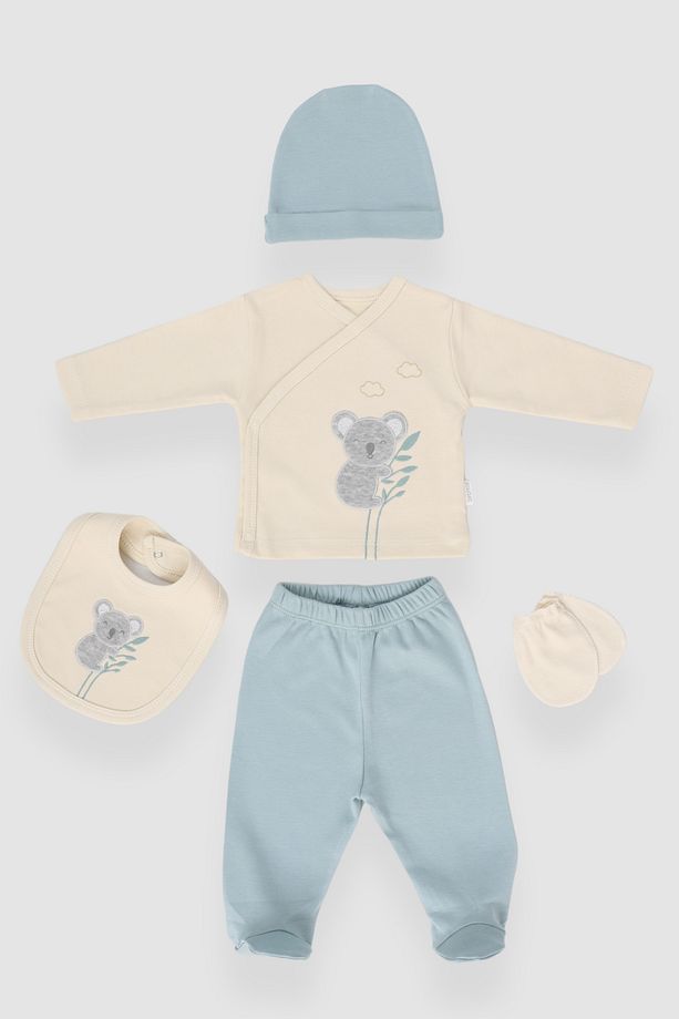 Koala Pattern 5’li Yenidoğan Bebek Hastane Çıkışı Zıbın Seti - 1