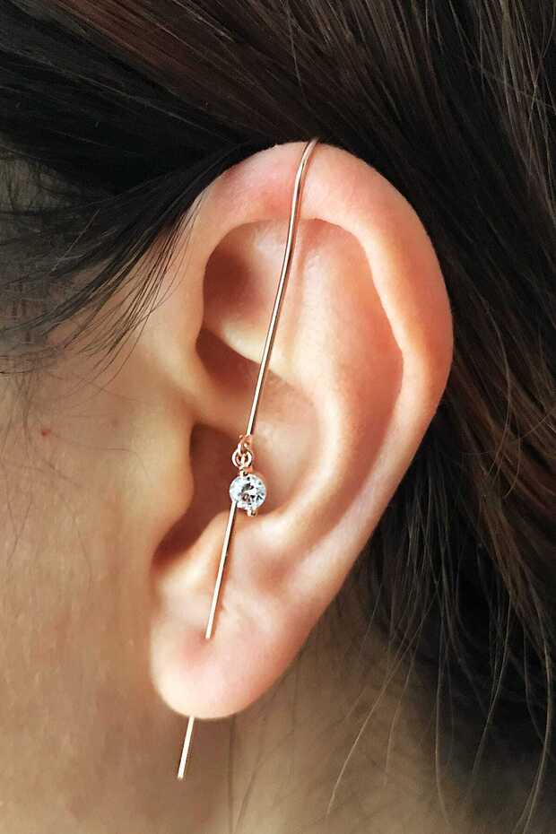 Tek Baston Küpe - Rose - 1