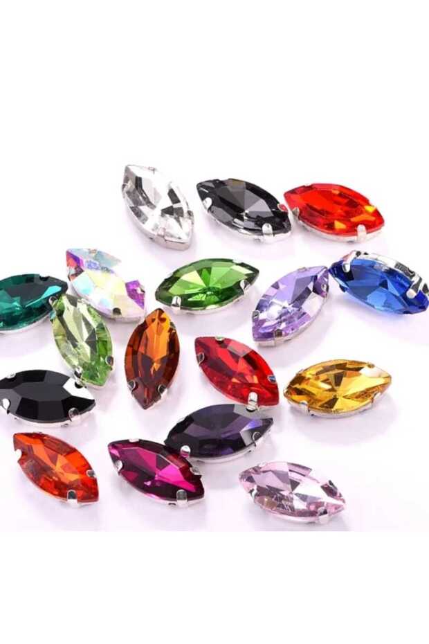 9x18 (1.8 Cm) Cased Sewing Shuttle Glass Stone Mixed Color 100 Pieces