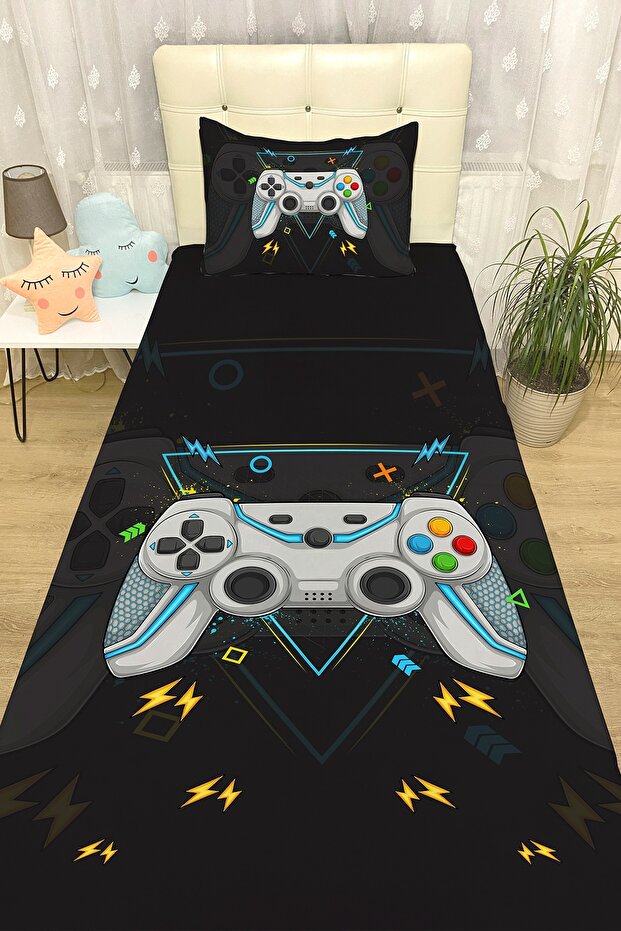 Gamer Player 1 Patterned Bedspread and Pillowcase