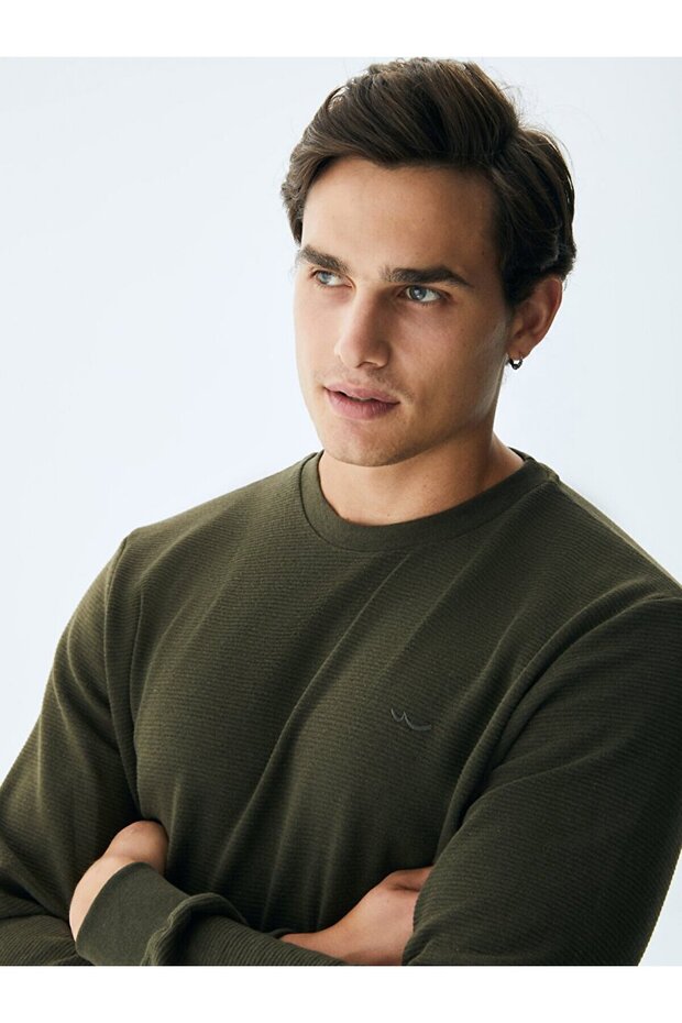 Bisiklet Yaka Yeşil Sweatshırt - 4