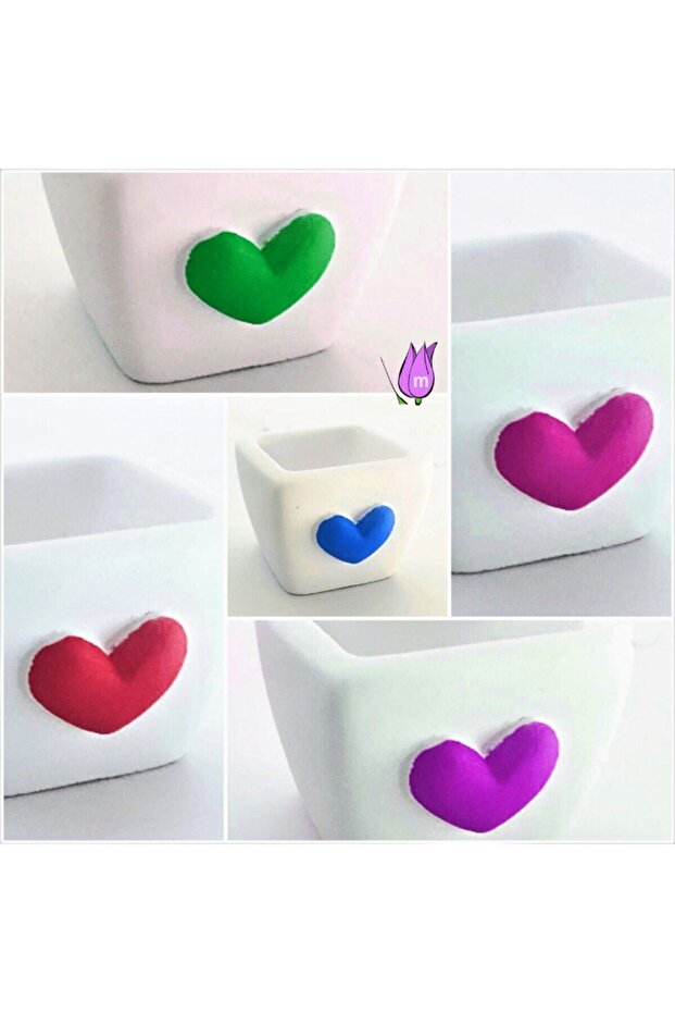 Heart Miniature Square Flower Pot Silicone Mold K-176, Stone Powder Polyester Cement Plaster Mold