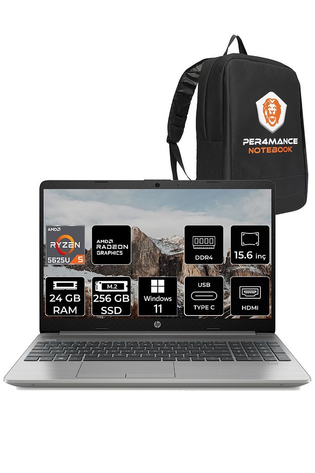255 G9 Ryzen 5 5625U 24GB RAM 256GB SSD 15.6" FHD W11PRO 6Q8N2ES & PER4 ÇANTA - 1