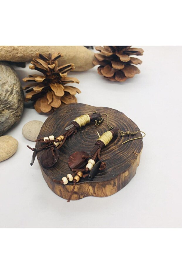 Handmade Ethnic Authentic Hippie Bohemian Coconut Wrap Earrings