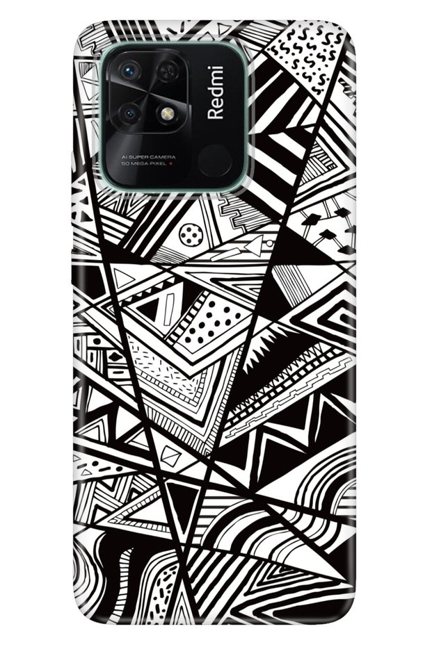 Xiaomi Redmi 10C Compatible Case Patterned Printed Silicone Black/White