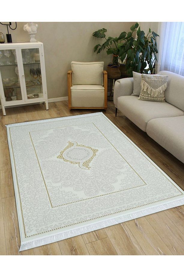 Vintage Krem Gold Oturma Odası Ve Salon Halısı - 1