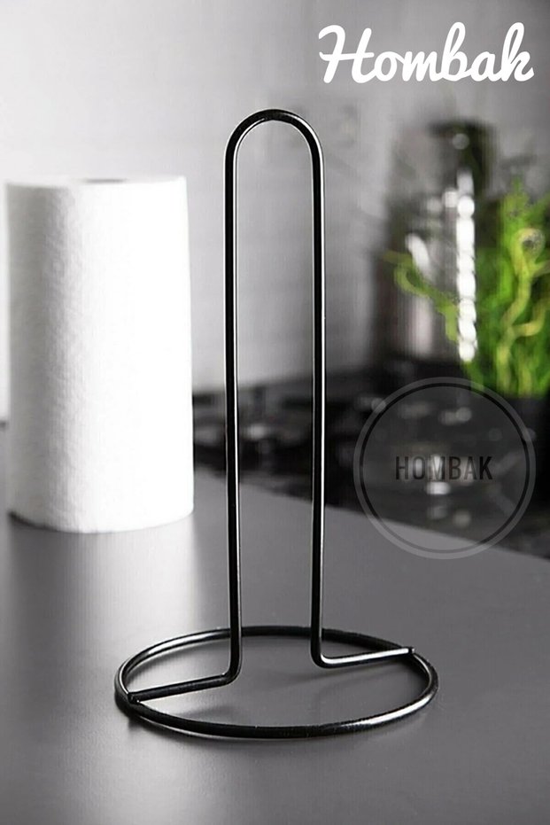 Metal Paper Towel Holder Full Steel Black Coated Upright Towel Napkin Holder Standard