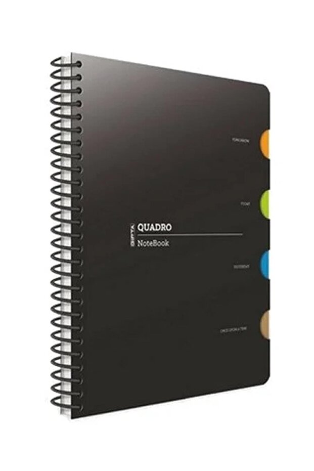 Quadro A4 150 Sheets Lined 4 Separators Spiral Plastic Cover Notebook