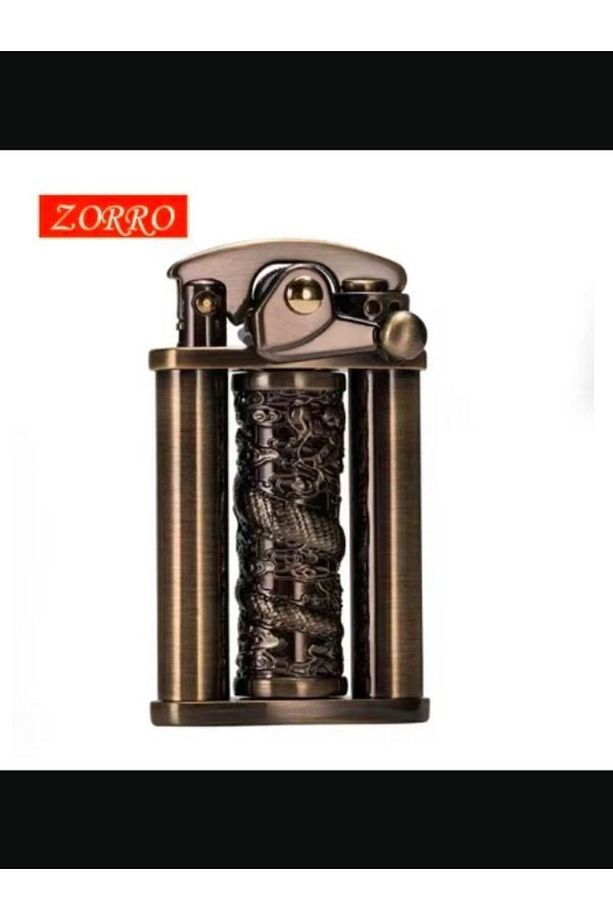 Benzinli Çakmak Metal Gövde Şık Tasarım Stres Çarklı Antik Çakmak Zippo Çakmak - 7