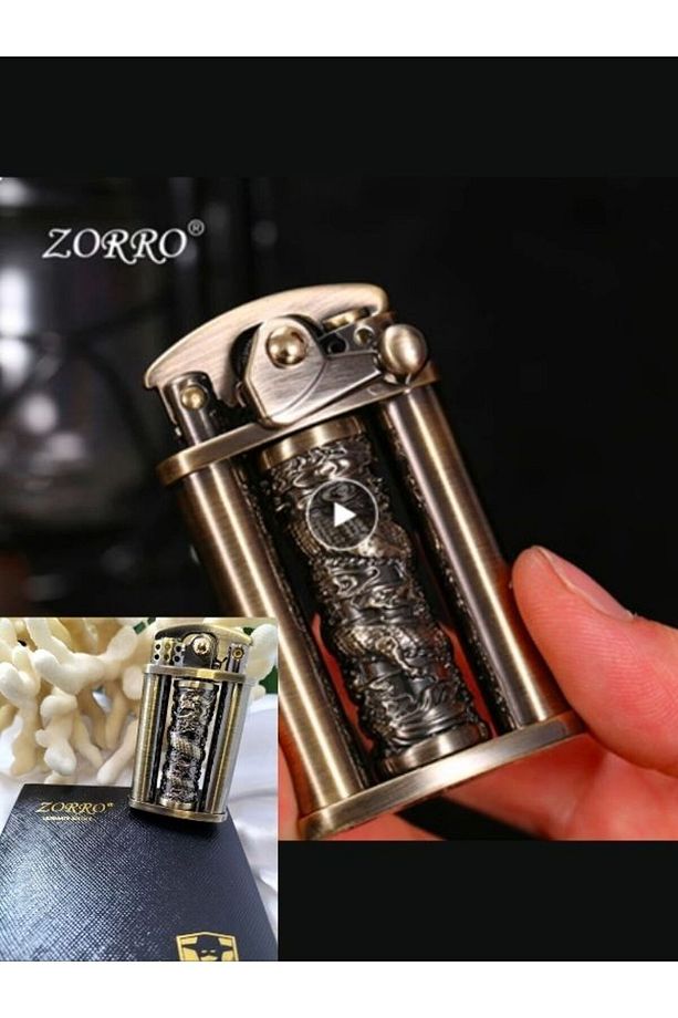 Benzinli Çakmak Metal Gövde Şık Tasarım Stres Çarklı Antik Çakmak Zippo Çakmak - 2