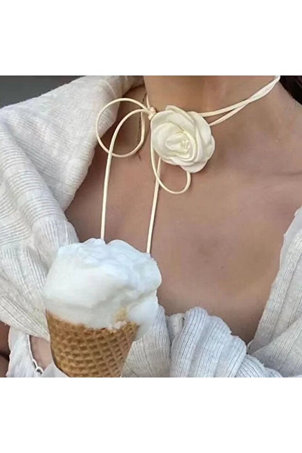 Vintage Gül Choker Kolye - 1