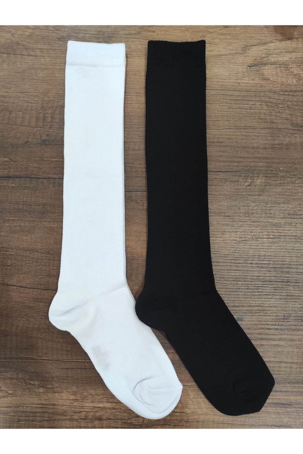 Women's 2 Pairs Below Knee Stylish Quality Cotton Socks
