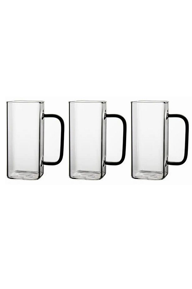 Kare Cam Füme Kulplu Latte,meşrubat,nescafe,süt,su Bardağı 350 ml 3 Adet - 1