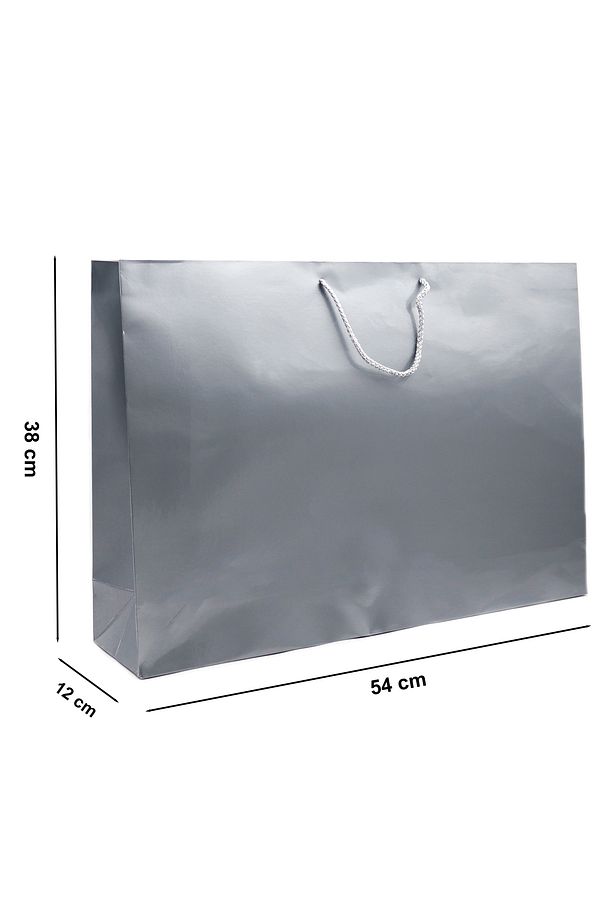 Gümüş Premium Karton Çanta 54 X 38 X 12 Cm 2 Adet Hediye Poşeti - 3