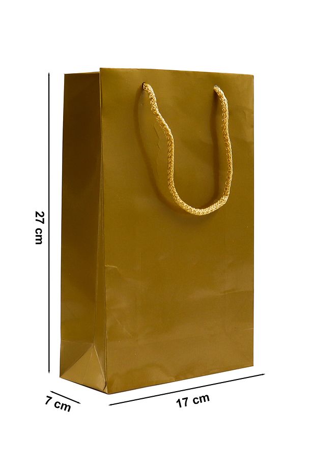 Gold Premium Karton Çanta 17 x 27 x 7 cm 2 Adet Hediye Poşeti - 3