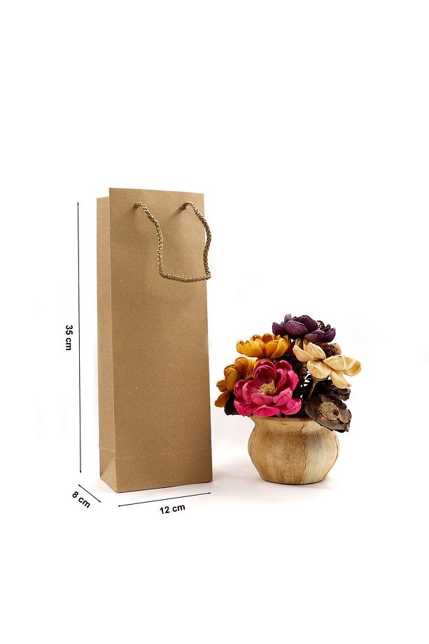 Şişe Boy Premium Karton Çanta 12 X 35 X 8 Cm Karton Poşet 3 Adet - 3