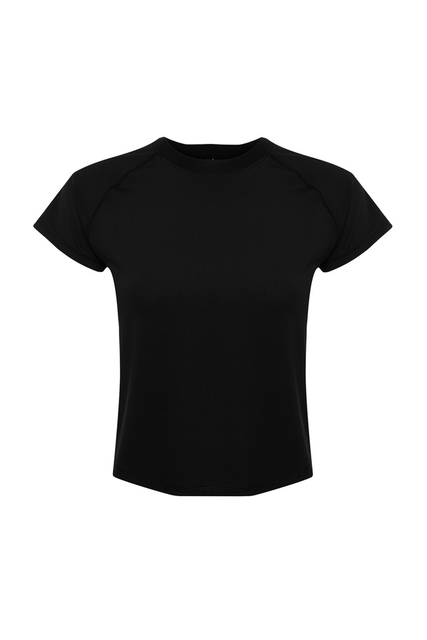 Siyah Reflektör Baskı Detaylı Örme Spor T-Shirt THMSS24TS00002 - 7