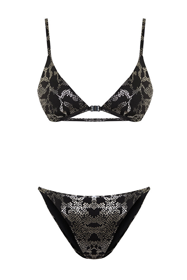 Yılan Desenli Üçgen Kaplı Brazilian Düşük Bel Bikini Takımı TBESS24BT00050 - 6
