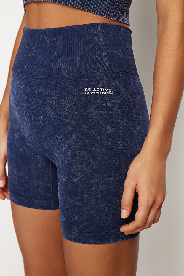 Mavi Seamless/Dikişsiz Yıkamalı Örme Spor Şort/Kısa Tayt THMSS23TY00034 - 1