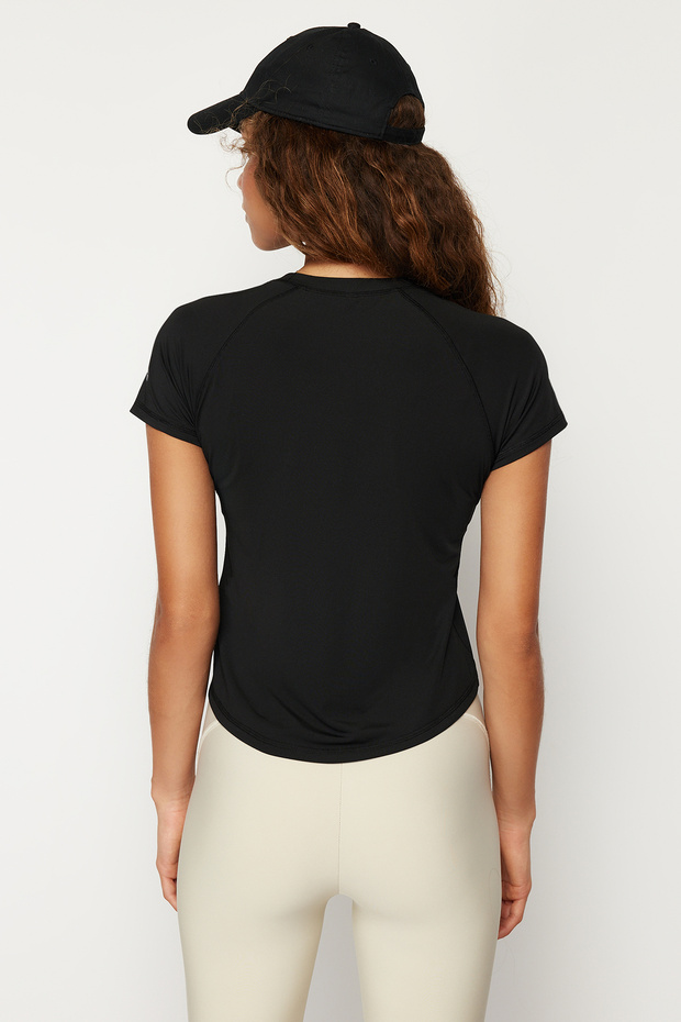 Siyah Reflektör Baskı Detaylı Örme Spor T-Shirt THMSS24TS00002 - 6