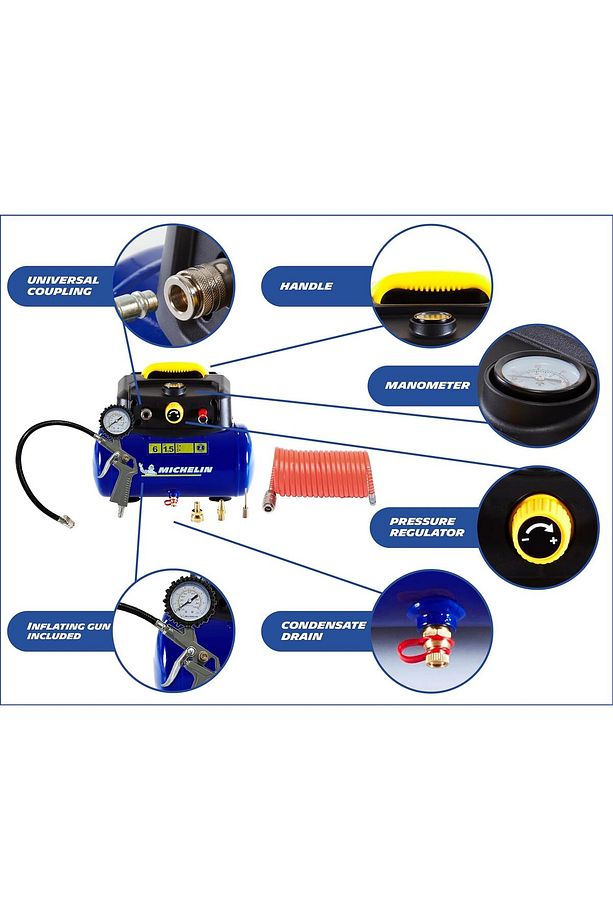 MBL6 taşınabilir hava kompresörü, 6 litre yağsız hava kompresörü + kit - 3