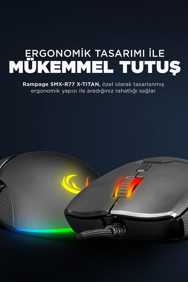 Smx-r88 X-space 7200dpi Rgb Ledli Makrolu Gaming Oyuncu Mouse - 4