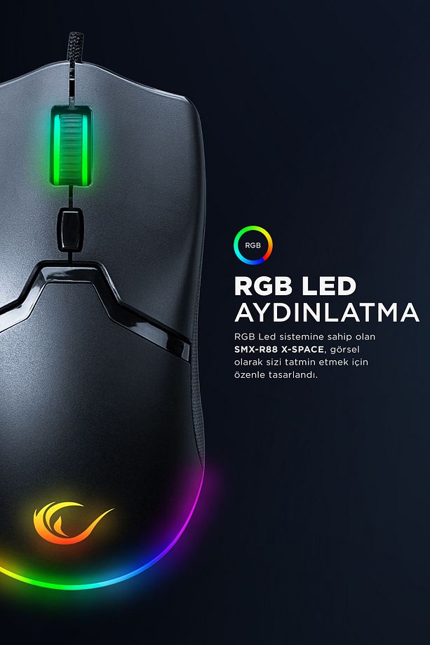 Smx-r88 X-space 7200dpi Rgb Ledli Makrolu Gaming Oyuncu Mouse - 2