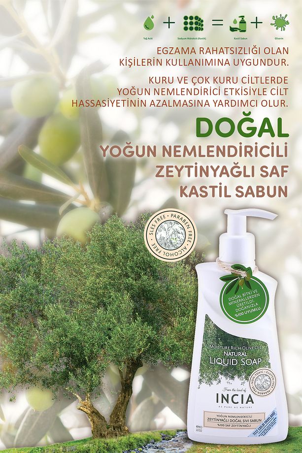 %100 Doğal Sıvı Kastil Sabunu Yoğun Nemlendirici Zeytinyağlı 10 Bitkisel Değerli Yağ Vegan 250 ml - 6