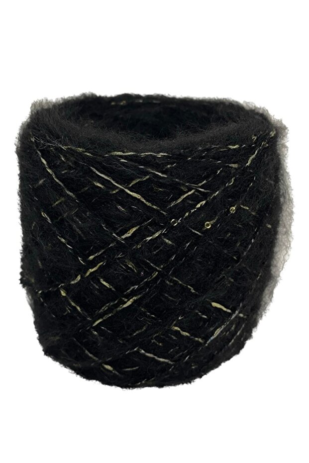 Moher Acrylic: Black Color Gold Small Sequin Balls 100 gr