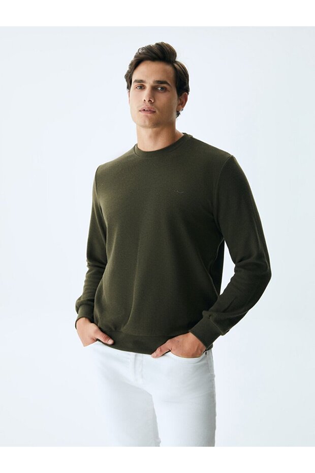 Bisiklet Yaka Yeşil Sweatshırt - 2