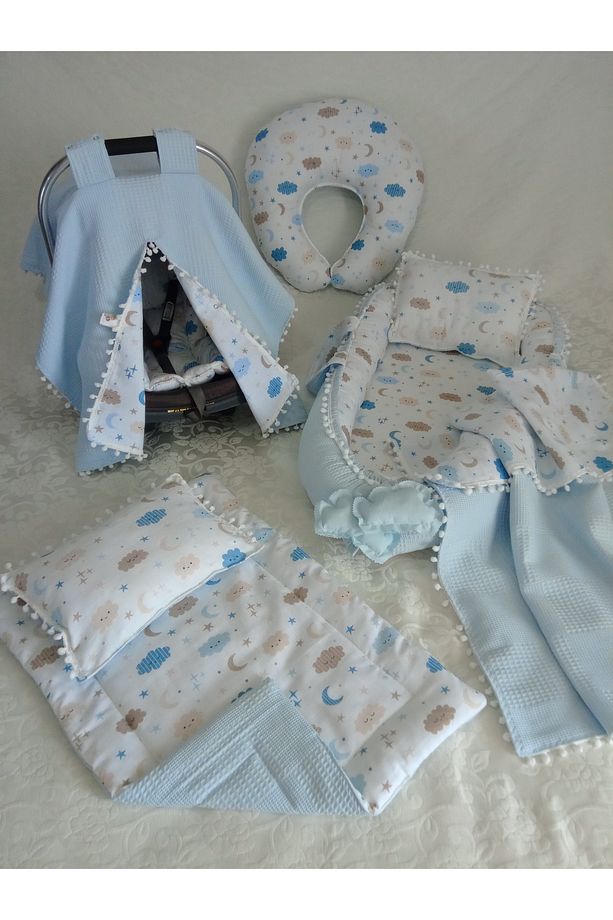 Puset örtüsü puset minderi ,emzirme yastığı, babynest ve yastık, battaniye , altaçma ve yastık - 1