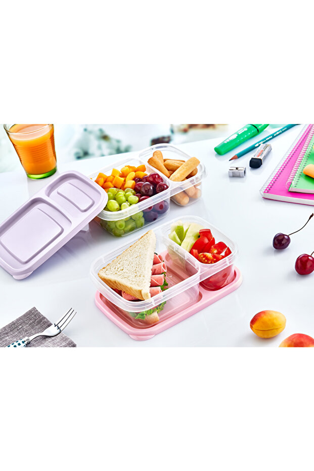 Smart 800 ml Rectangular Storage Container 2 Compartments Lunch Box Breakfast Container (13.5 X 19 X 4.5 CM) - 3