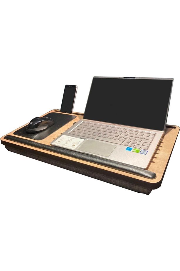 Solak Telefon Ve Tablet Bölmeli Minderli Laptop Sehpası Notebook Bilgisayar Çalışma Masası - 1