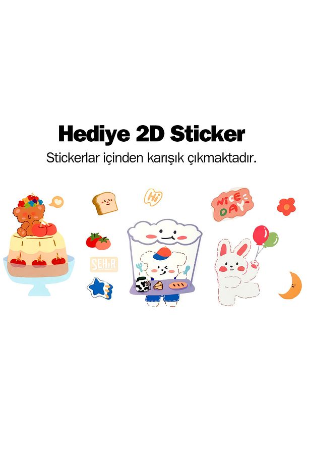 1100ml Pipetli/Pipetsiz Kullanım Sevimli Hayvanlar Desenli Kulplu Askılı Matara 2275 - 3