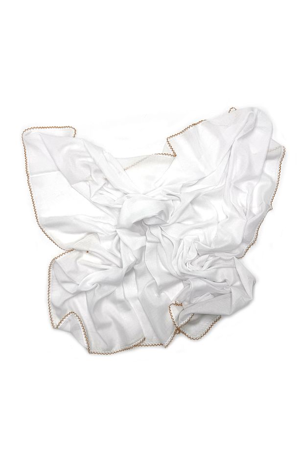 %100 Pamuklu Büyük Boy Oyalı Namazlık Tülbent Yüksek Kalite 110x110cm Eşarp Başörtüsü Yazma - 1