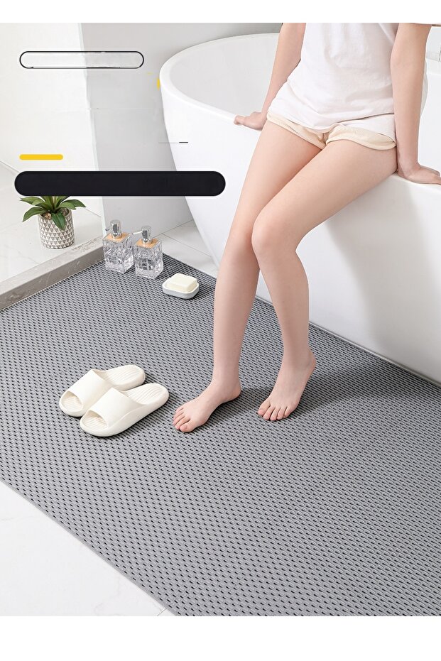 NEW Bathroom Shower Pool Chain Mat Mat Anti-Slip PVC Mat / GRAY / SIZE: 90 cm x 1 MT