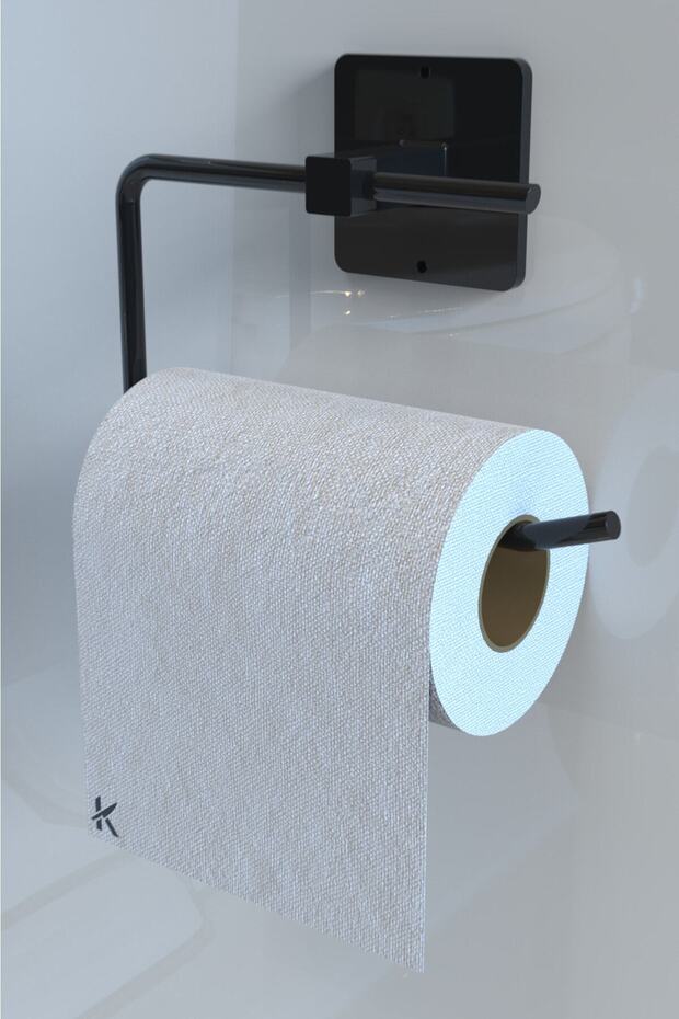 Yapışkanlı Siyah Tuvalet Kağıdı Tutacağı/tuvalet Wc Kağıtlık - 1