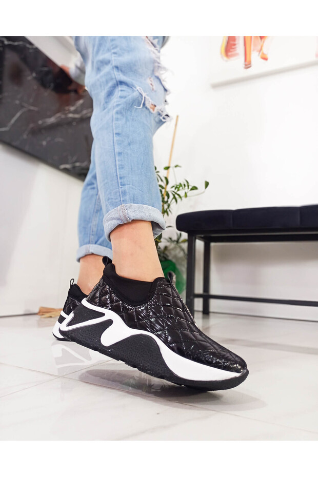 Black Color Parachute Material Stoned Women's Sports Shoes