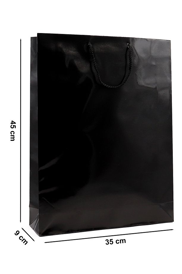 Siyah Premium Karton Çanta 35 X 45 X 9 Cm 2 Adet Hediye Poşeti - 3