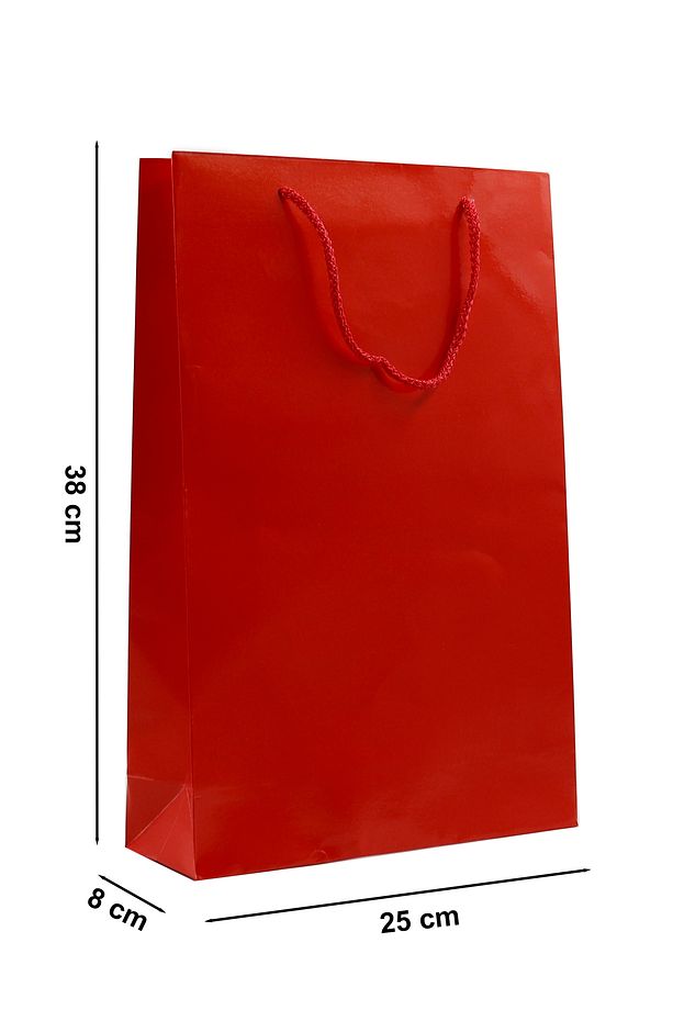 Kırmızı Premium Karton Çanta 25 x 38 x 8 cm 2 Adet Hediye Poşeti - 3